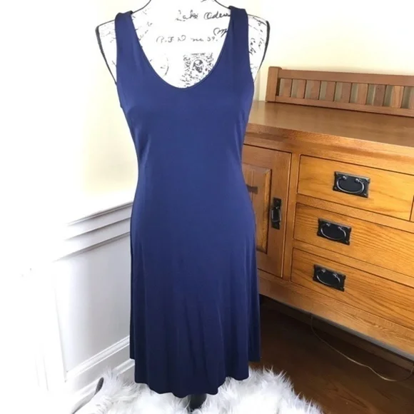 Ralph Lauren Navy Blue Rayon Blend Medium Dress - Picture 2 of 5